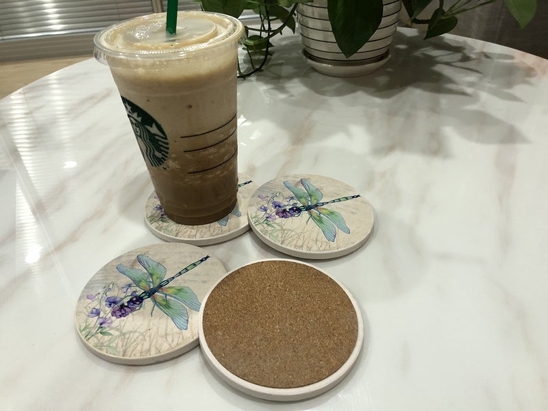 Trinsi Absorbent Ceramic Stone Coasters, Dragonfly,Set of 4 Stone Coasters - Image 2